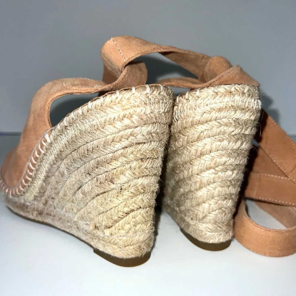 Joie Kael Suede Espadrille Open Toe Wedge Heels Tan EU‎ 39/US 8-8.5